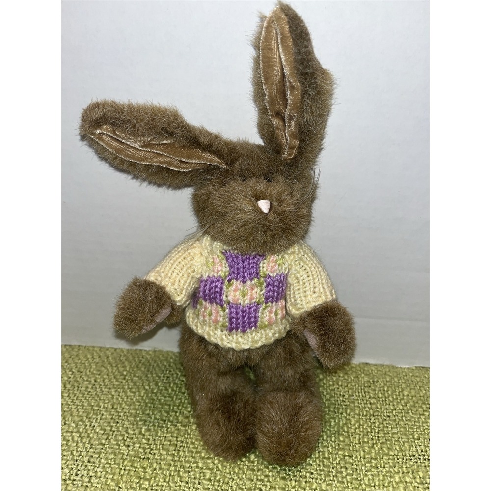 Vintage‎ 1988 bunny Chrisha Playful Plush Yellow Sweater With Cross Easter